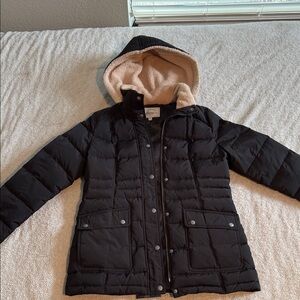 G.H. Bass & Co. Black Puffer Coat with Cream Hood